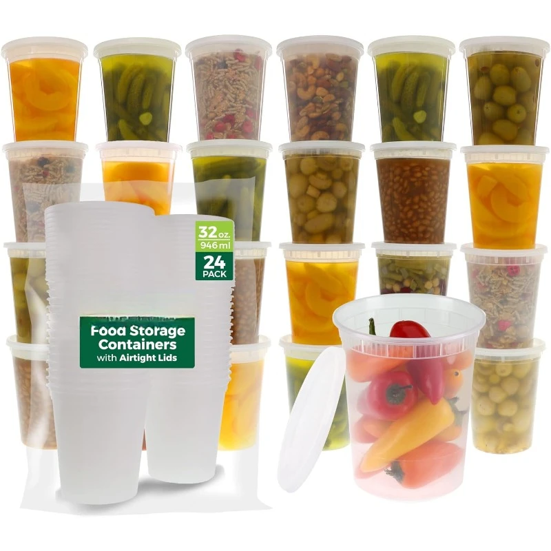 Meal Prep Freezer - [24 комплекта] 8-32 унции пластиковых контейнеров
